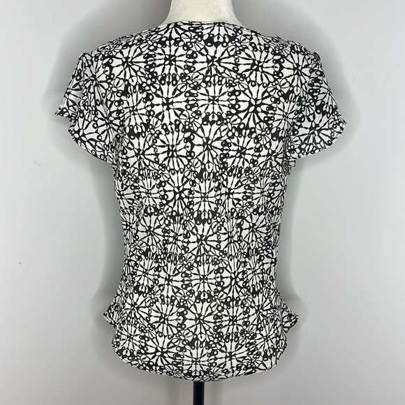 Y2K A. Byer Black & White Floral Print Artsy Cowl Neck Vintage Blouse - Picture 6 of 9